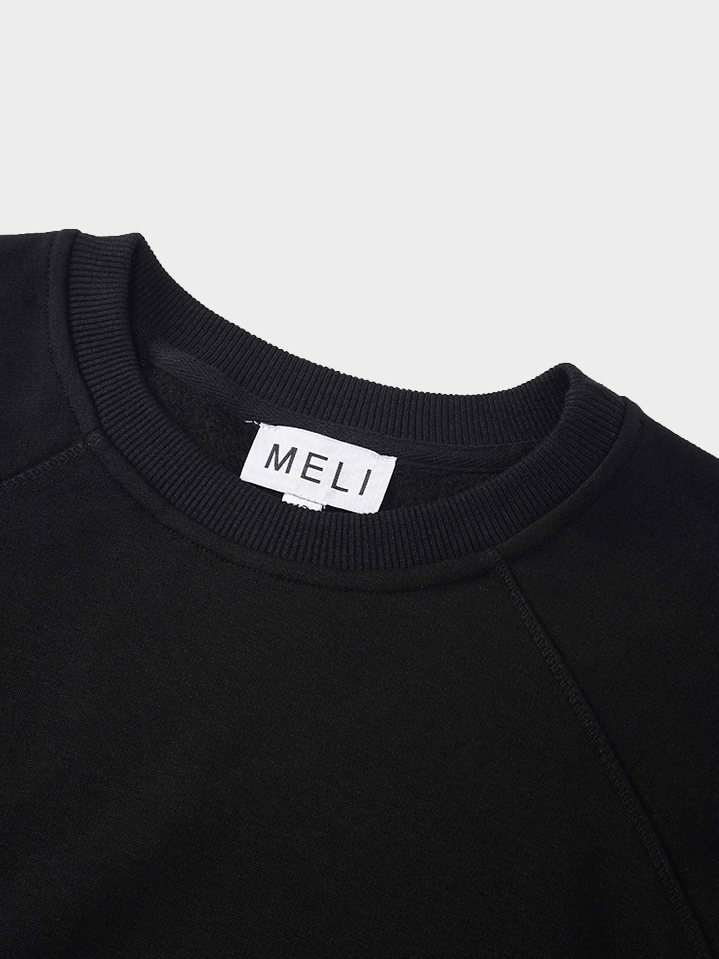Side Strap Dolman Sweatshirt-Black