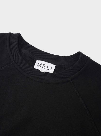 Side Strap Dolman Sweatshirt-Black