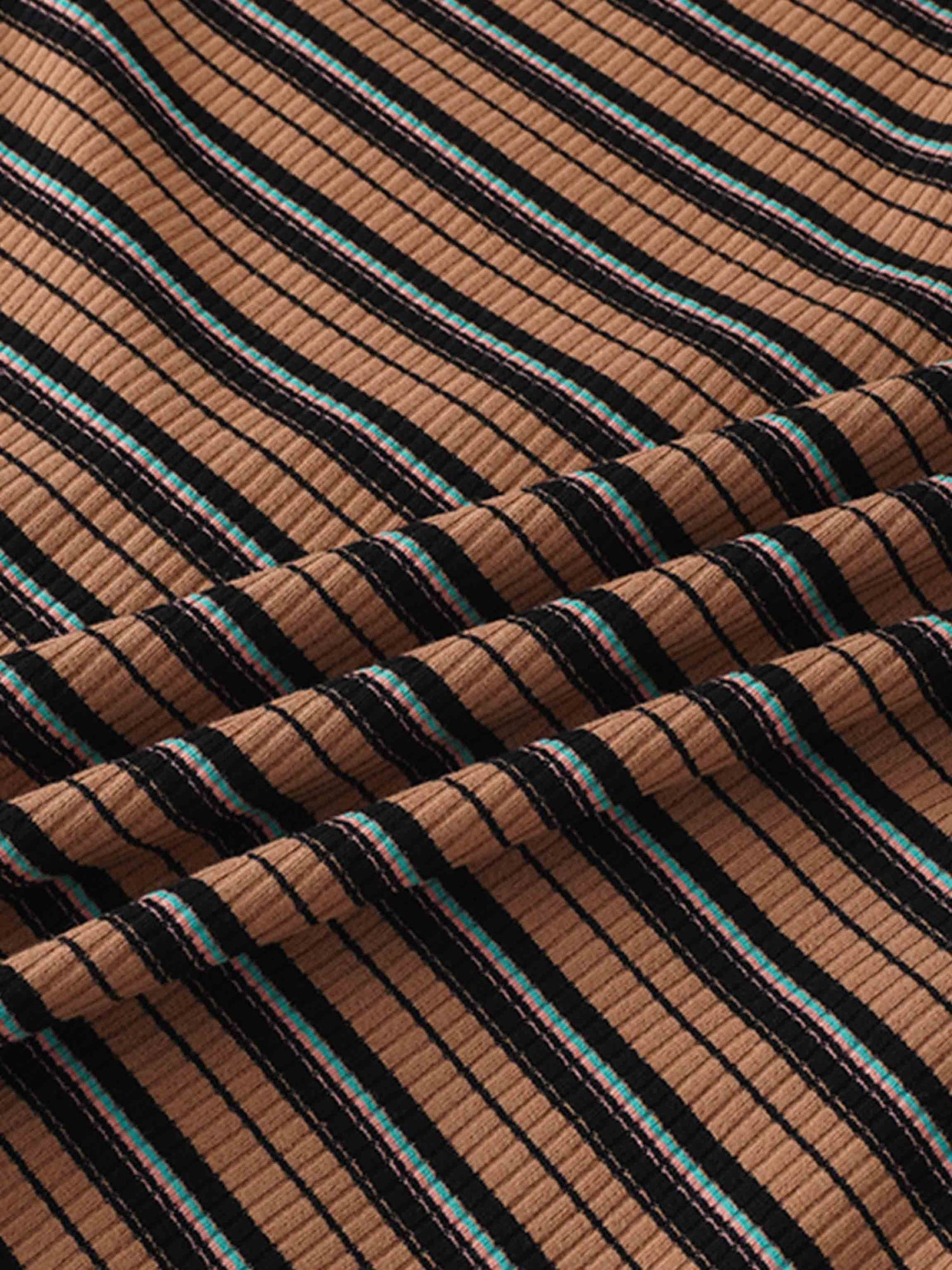 Striped Wrap Tee-Caramel