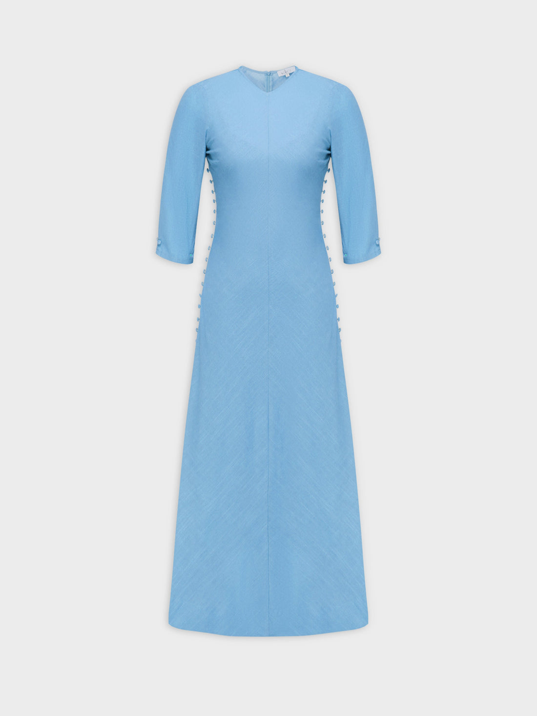 Side Button Dress-Blue