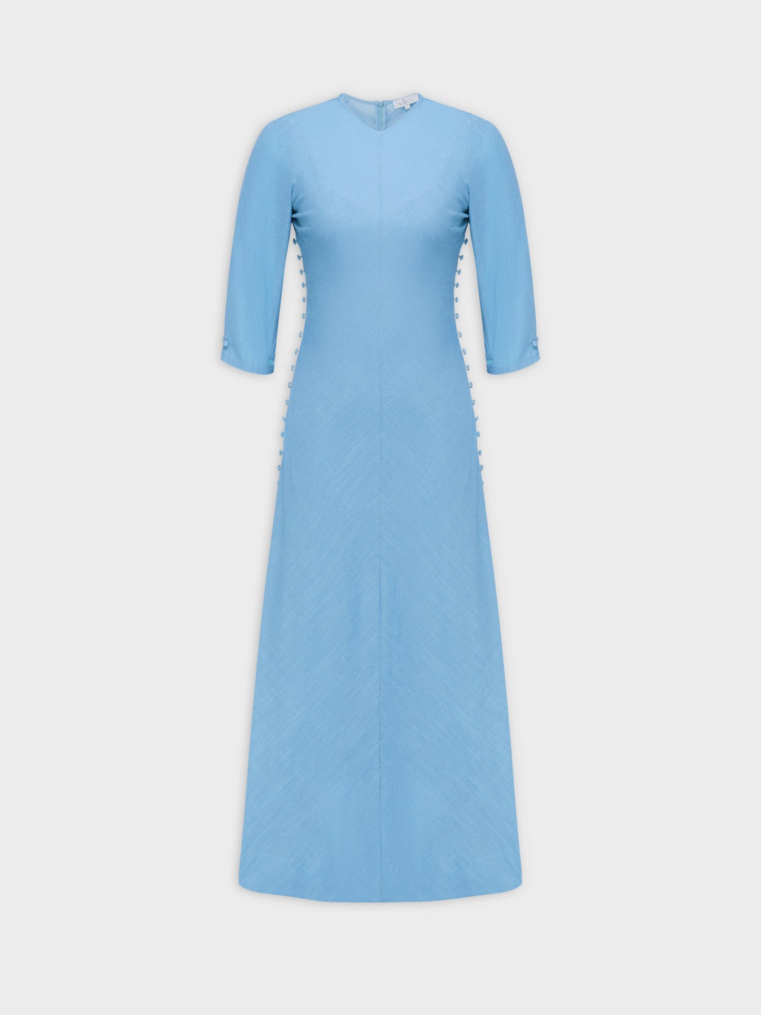 Side Button Dress-Blue