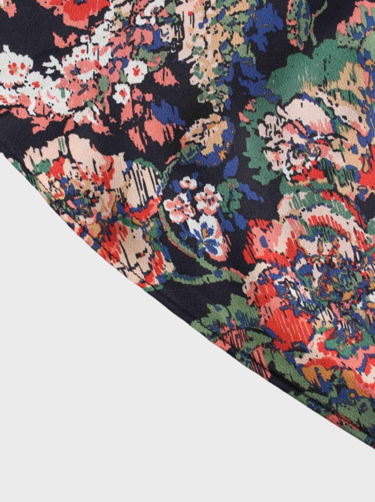 Printed Satin Slip Skirt-Vintage Floral