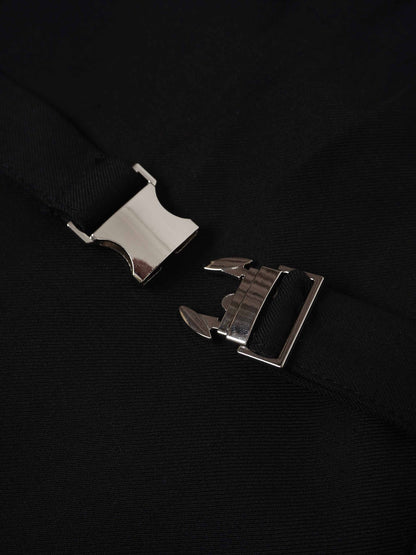 Pencil Pleat Combo Skirt-Black