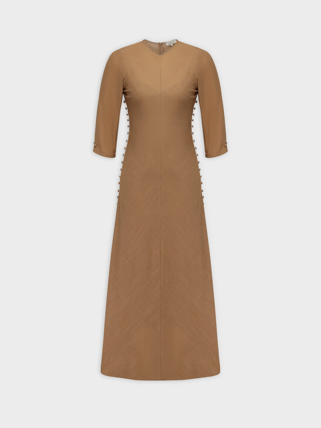 Side Button Dress-Tan