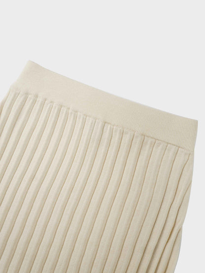 Knit Ribbed Maxi Skirt-Ivory