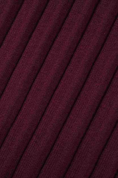 Knit Ribbed Maxi Skirt-Burgundy