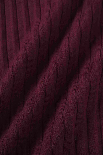 Knit Ribbed Maxi Skirt-Burgundy