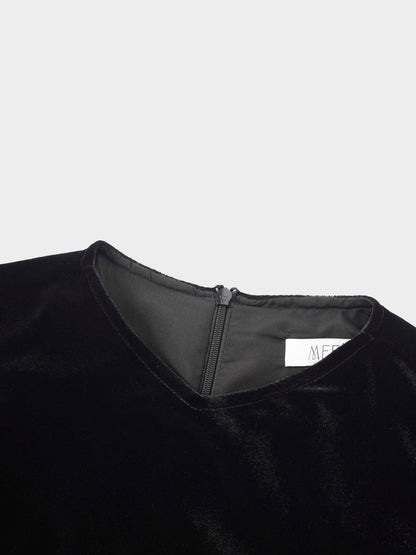 Velour Empire Waist Maxi Dress-Black
