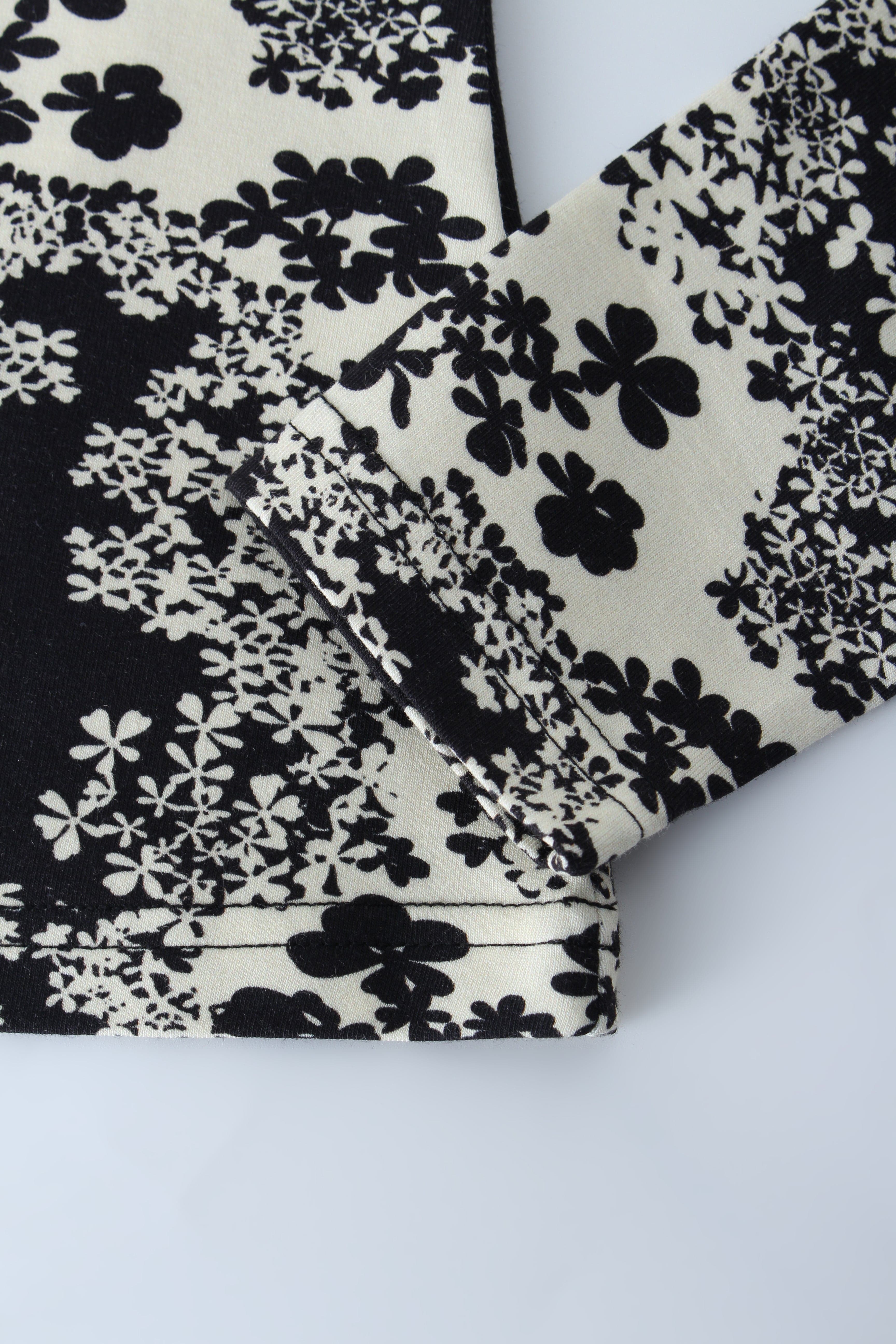 Printed Modal Tee-Black/Ivory Floral