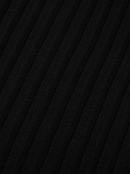 Knit Ribbed Maxi Skirt-Black