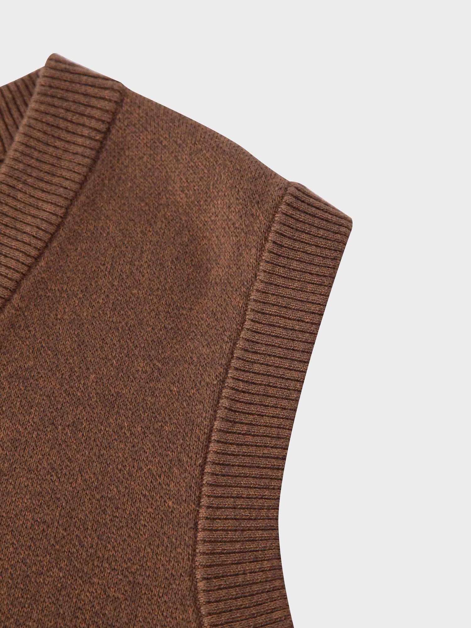 V-Neck Knit Vest-Chestnut