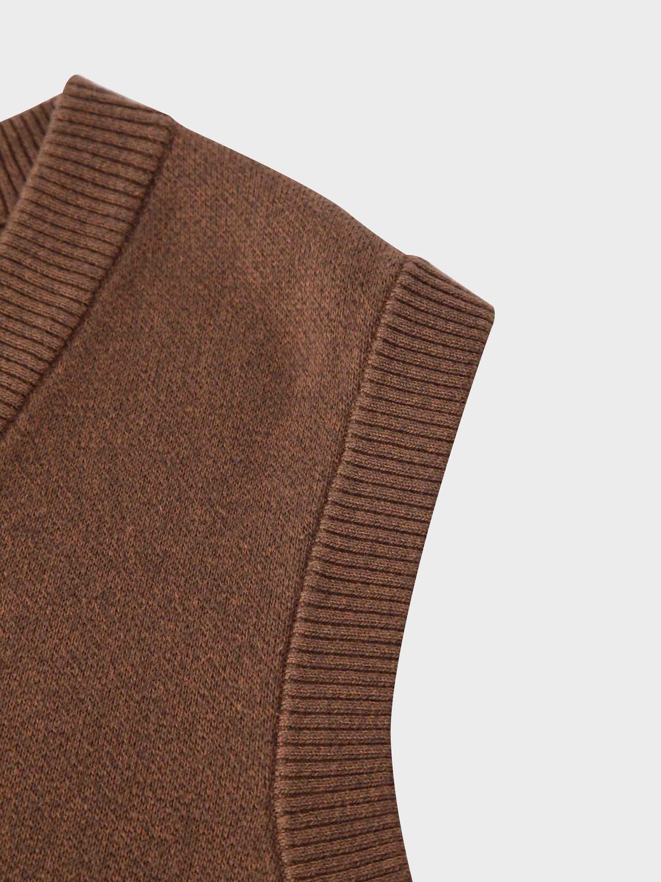 V-Neck Knit Vest-Chestnut