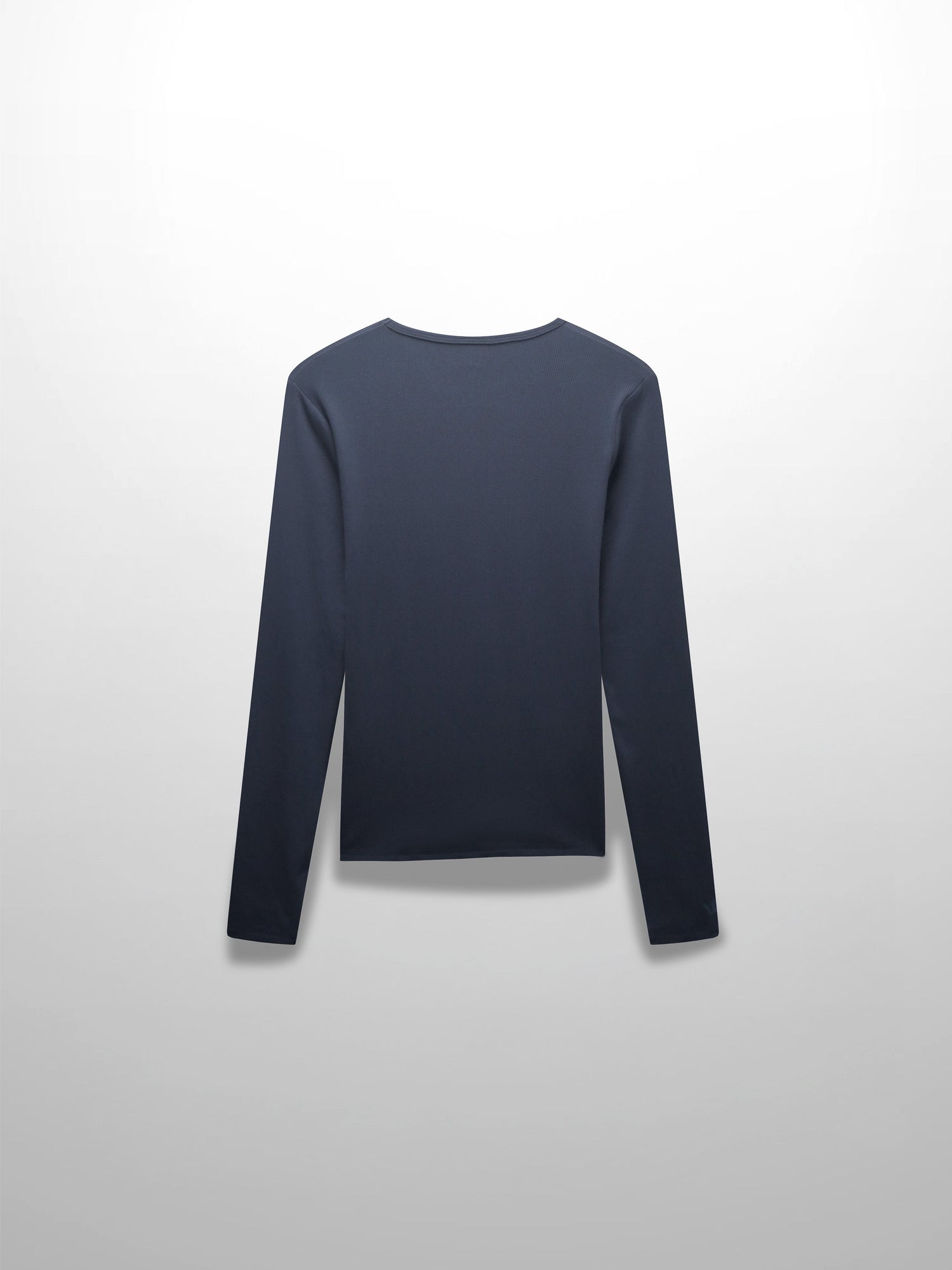 RIBBED HIGH V TEE LS-DENIM BLUE