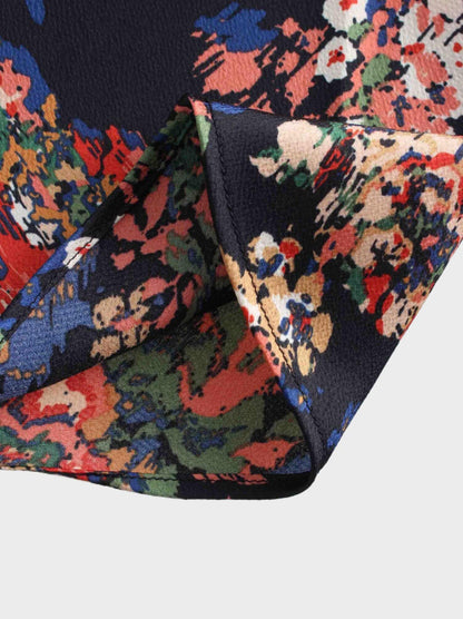Printed Satin Slip Skirt-Vintage Floral