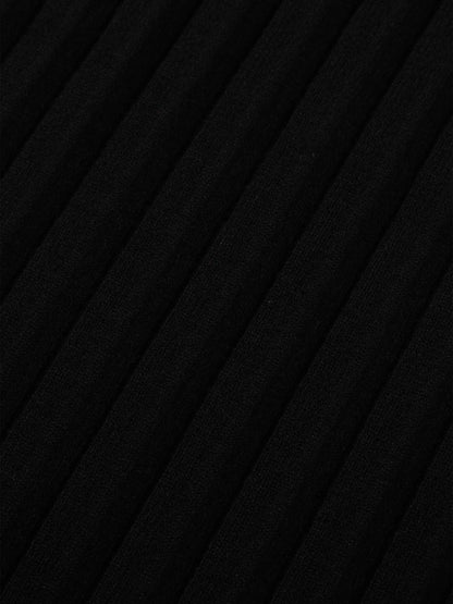 Knit Ribbed Maxi Skirt-Black