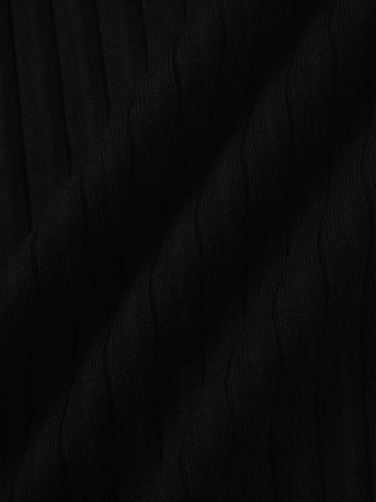 Knit Ribbed Maxi Skirt-Black