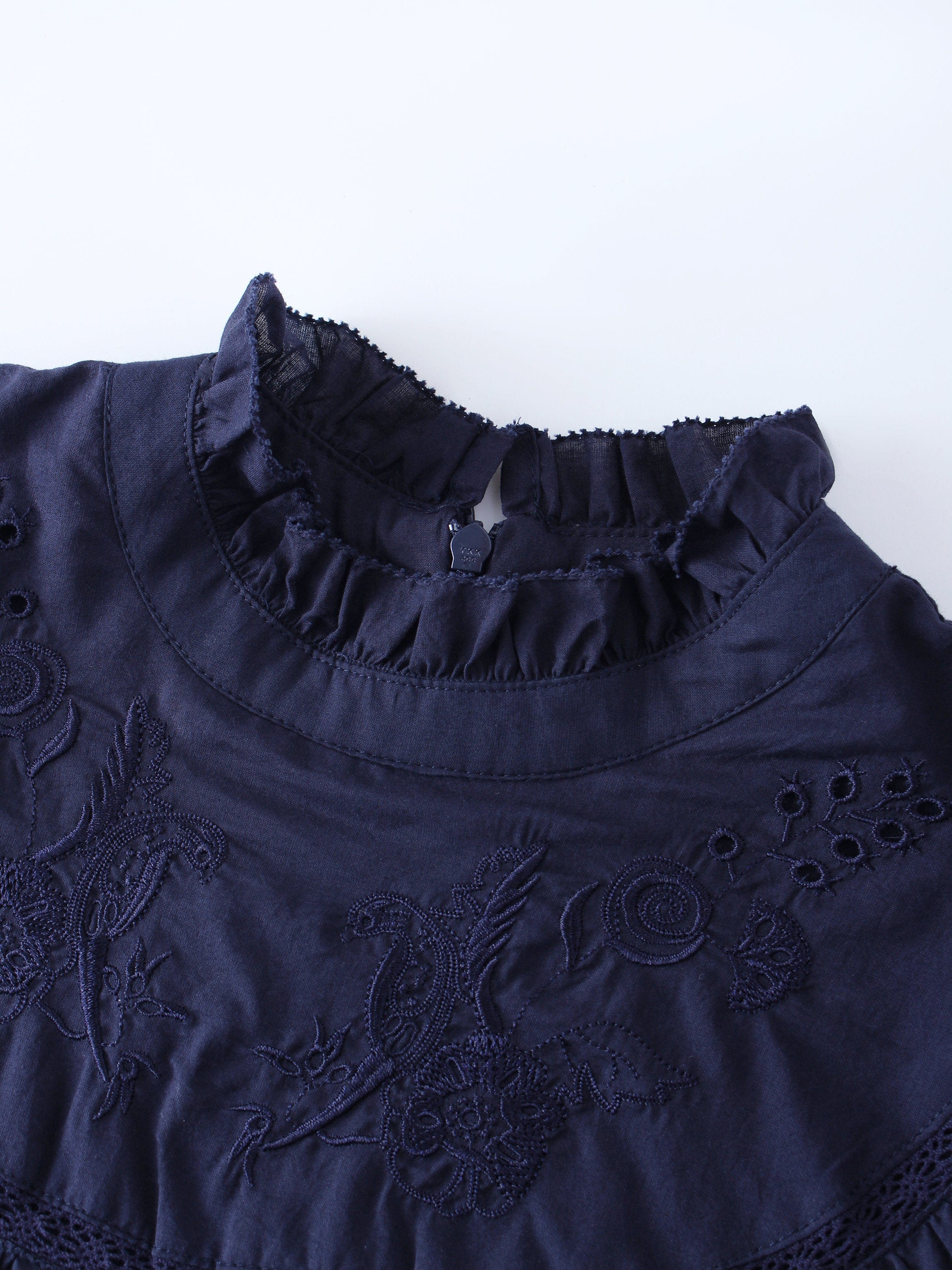 Eyelet Trimmed Blouse-Navy