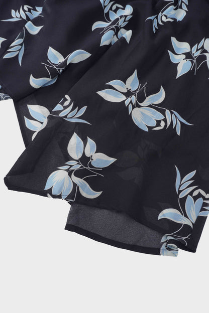 Flutter Sleeve Wrap Dress-Blue Flower