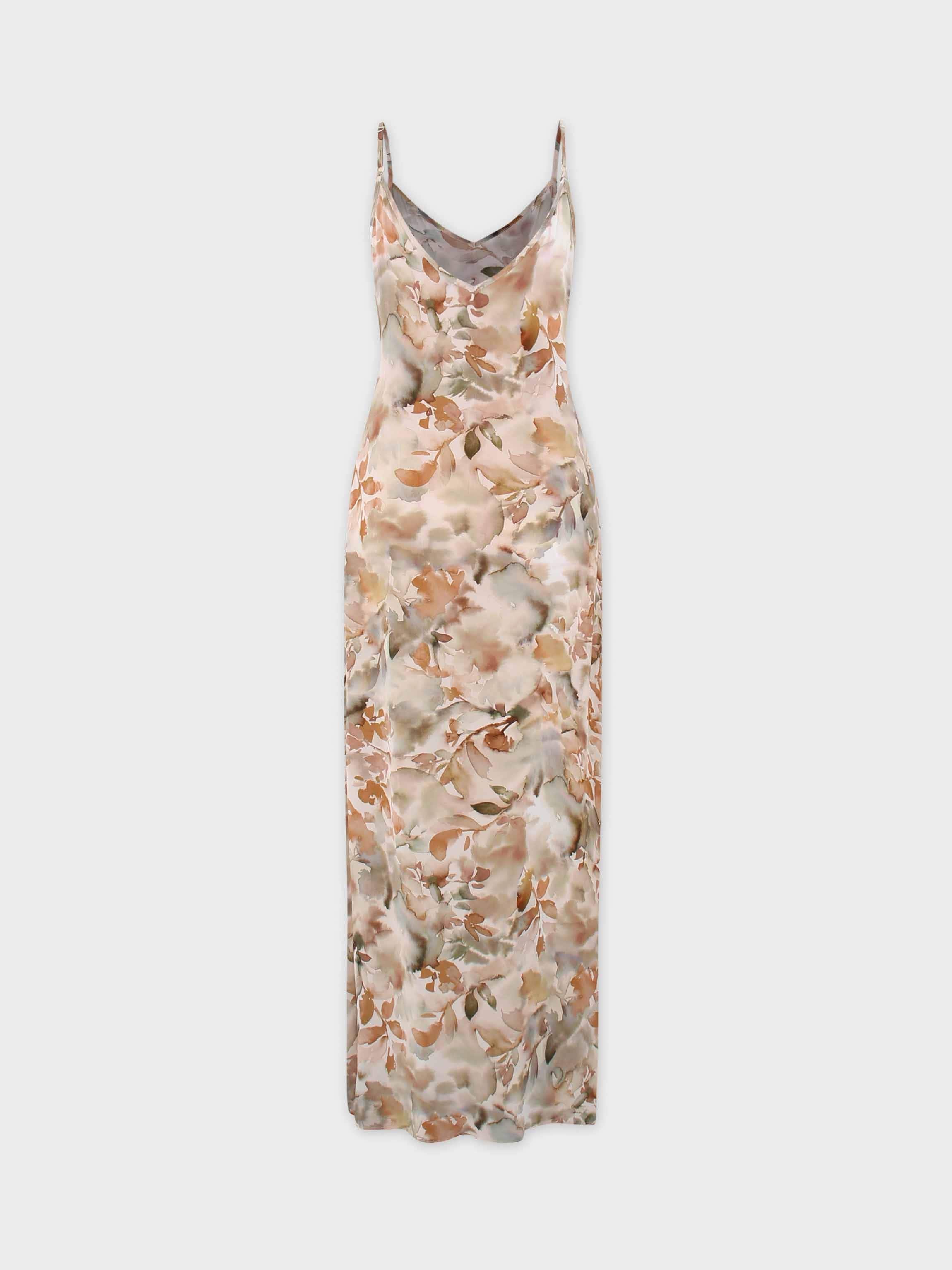 Printed V-Neck Layering Dress-Watercolor Floral