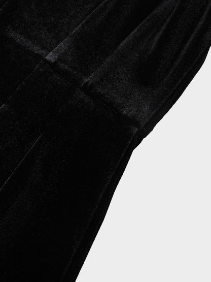 Velour Empire Waist Maxi Dress-Black