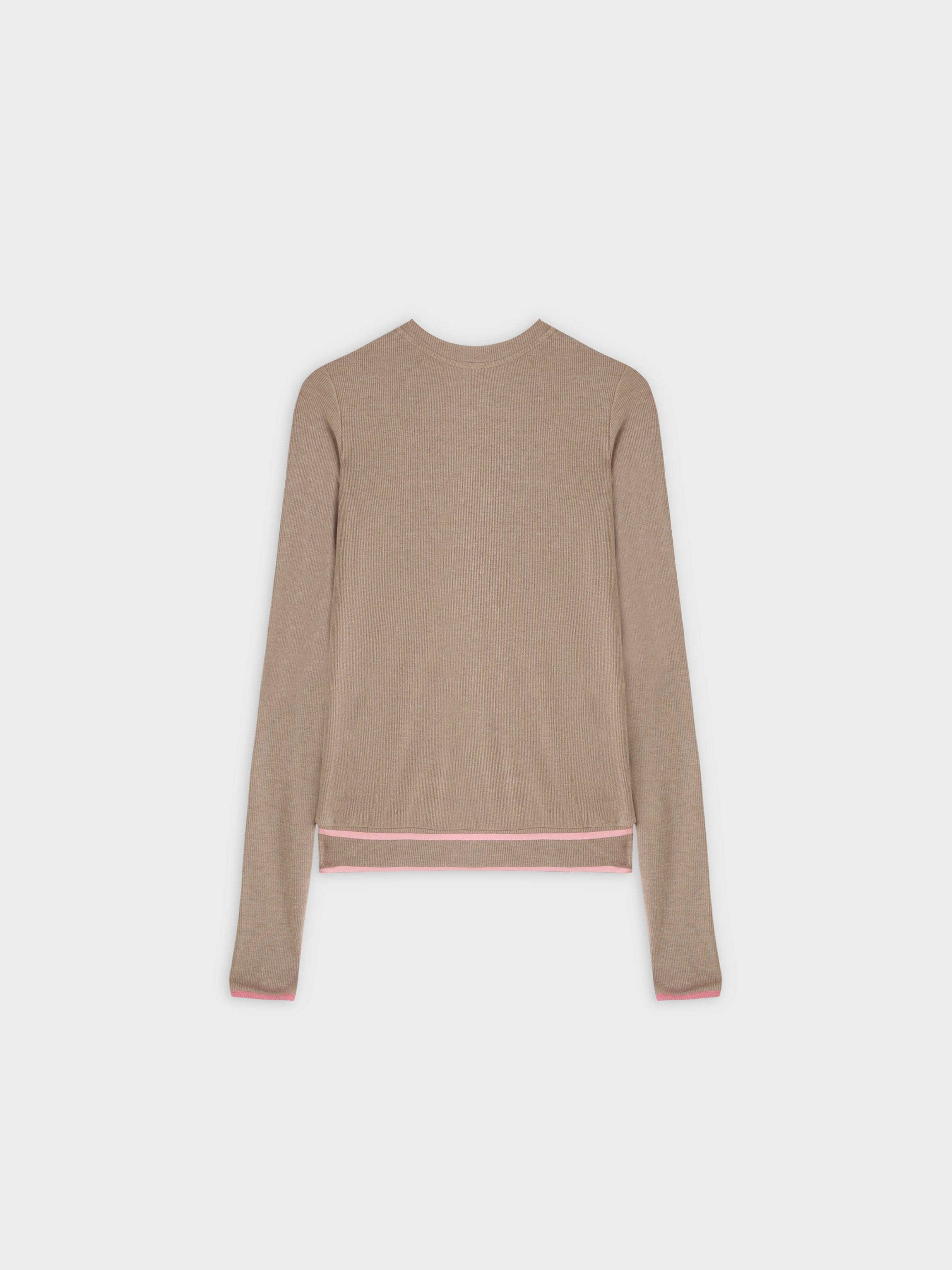 X BANDED SHIRT-TAN/ROSE