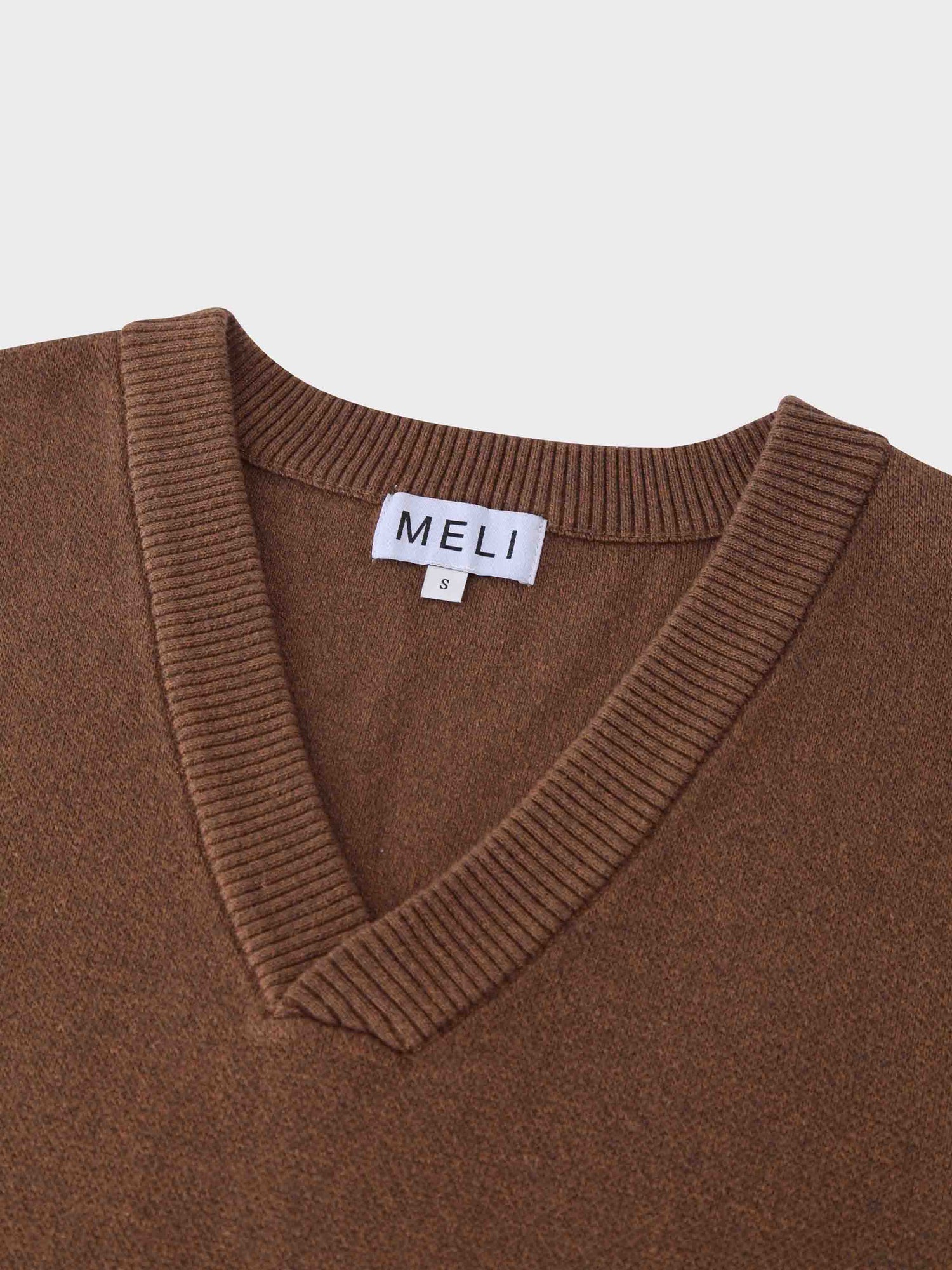 V-Neck Knit Vest-Chestnut