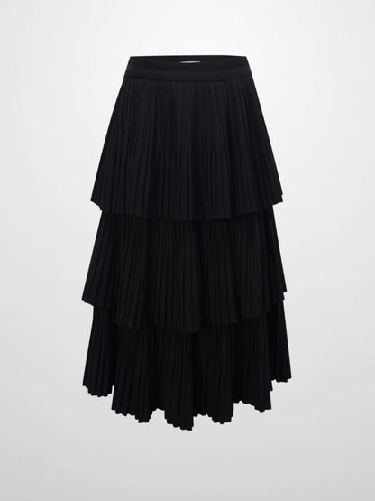 Pleated Layer Skirt 26"-Black