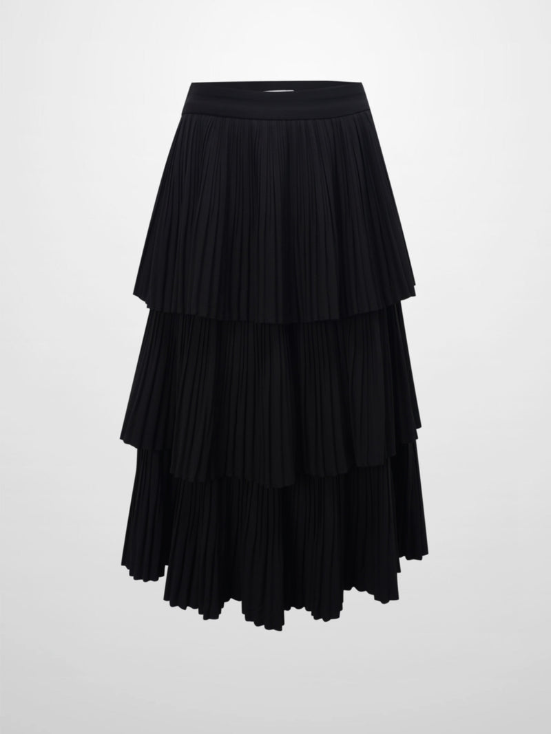 Pleated Layer Skirt 26"-Black