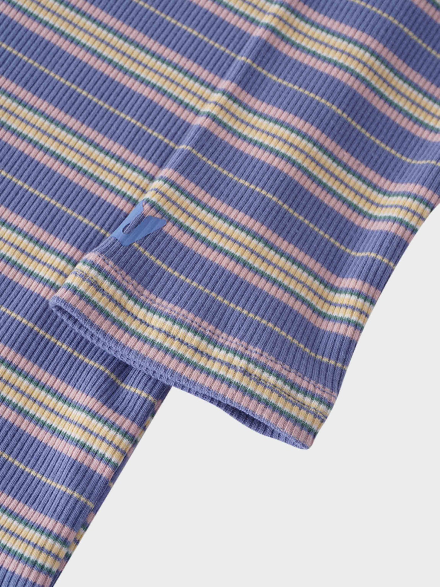 Striped Wrap Tee-Blue