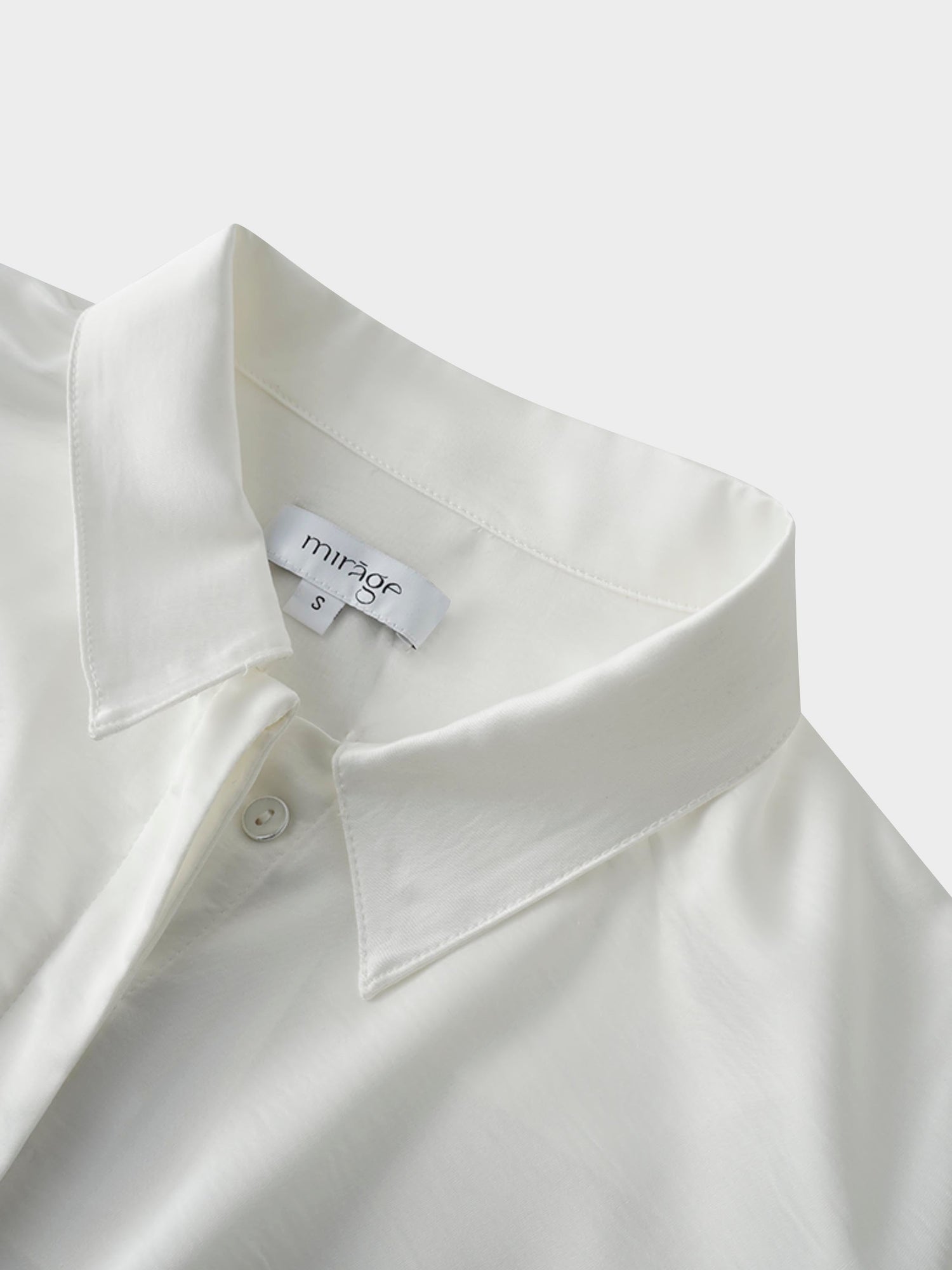 High/Low Faux Satin Crossover Top-White