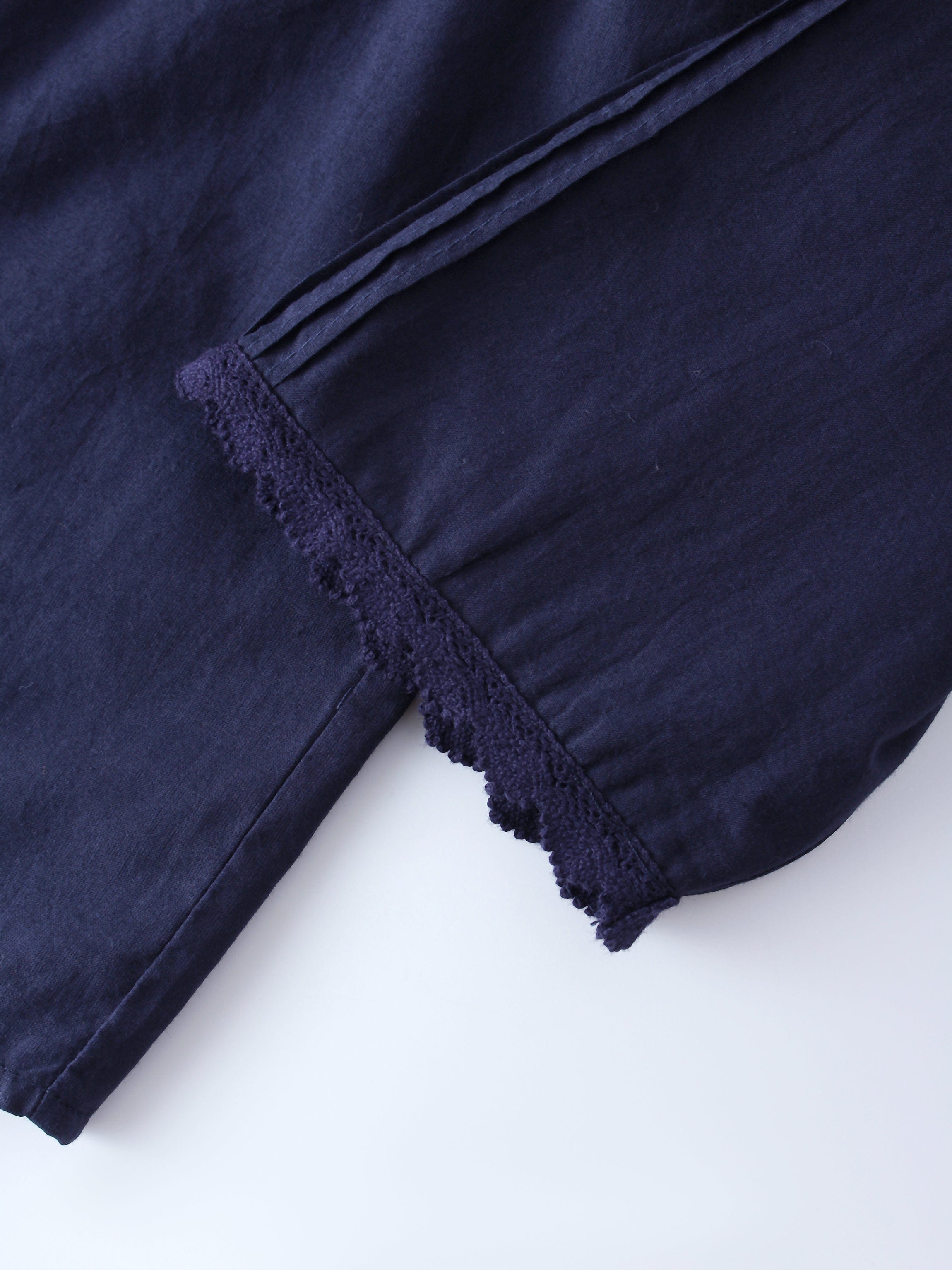 Eyelet Trimmed Blouse-Navy