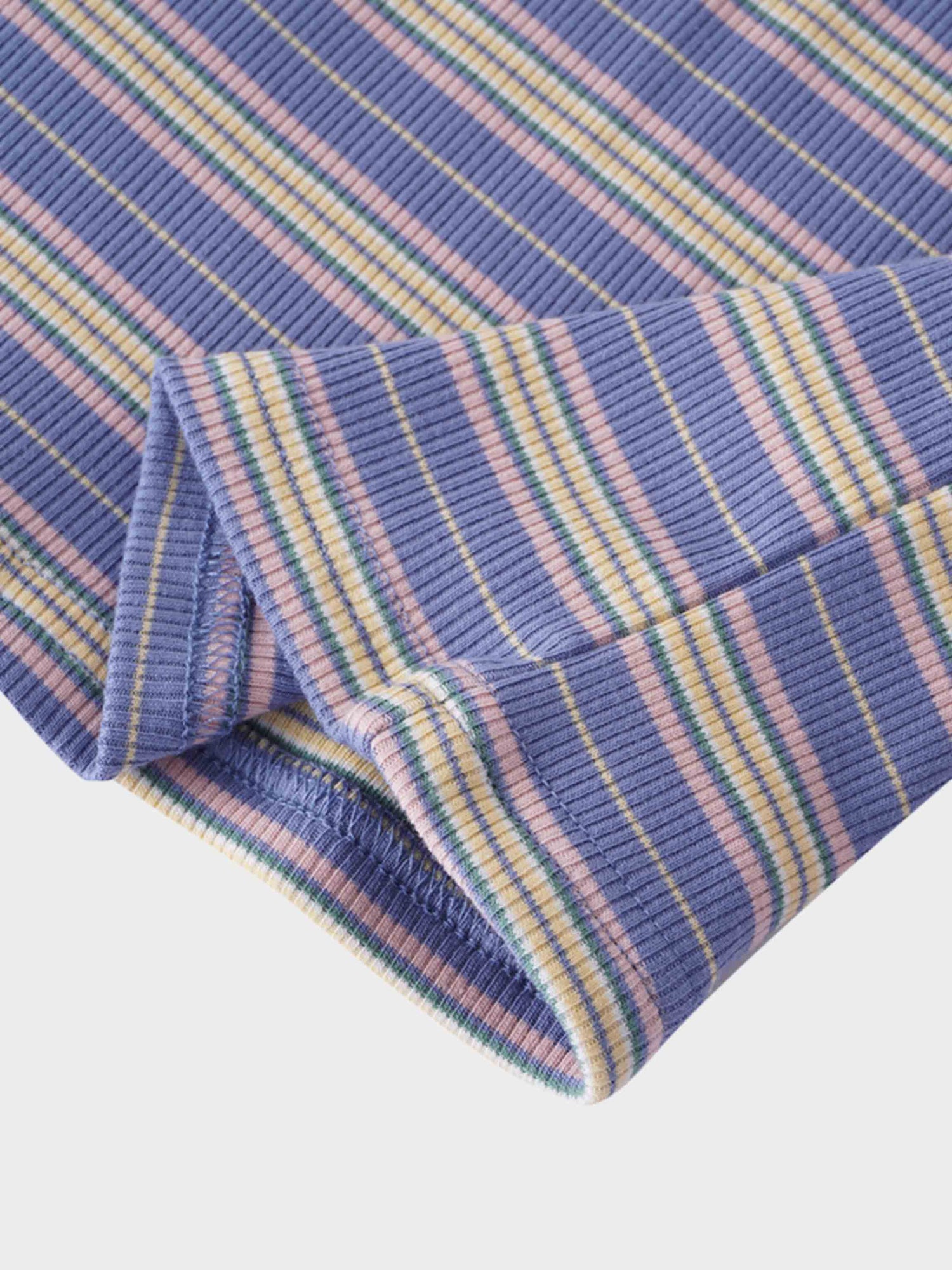 Striped Wrap Tee-Blue