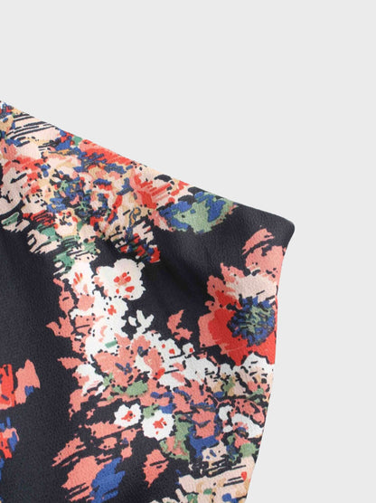 Printed Satin Slip Skirt-Vintage Floral