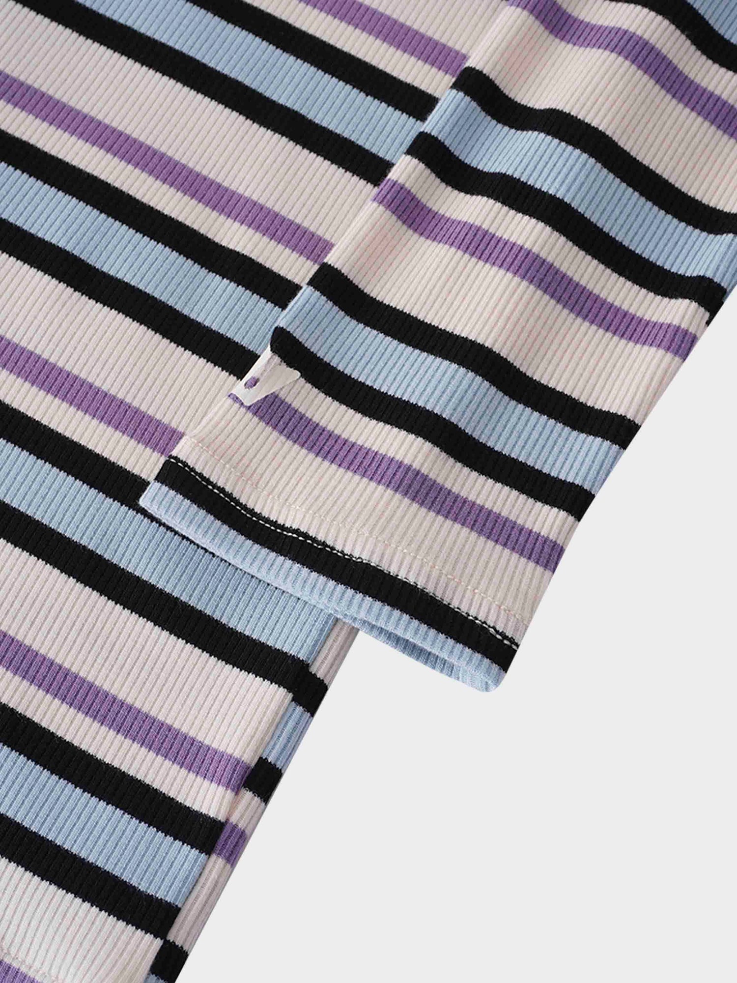 Striped Wrap Tee-Ivory/Light Blue