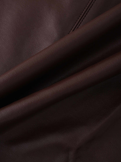 Leather A-Line Skirt-Brown