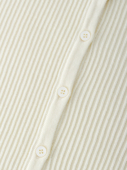 Ribbed Knit Cardigan-Ivory
