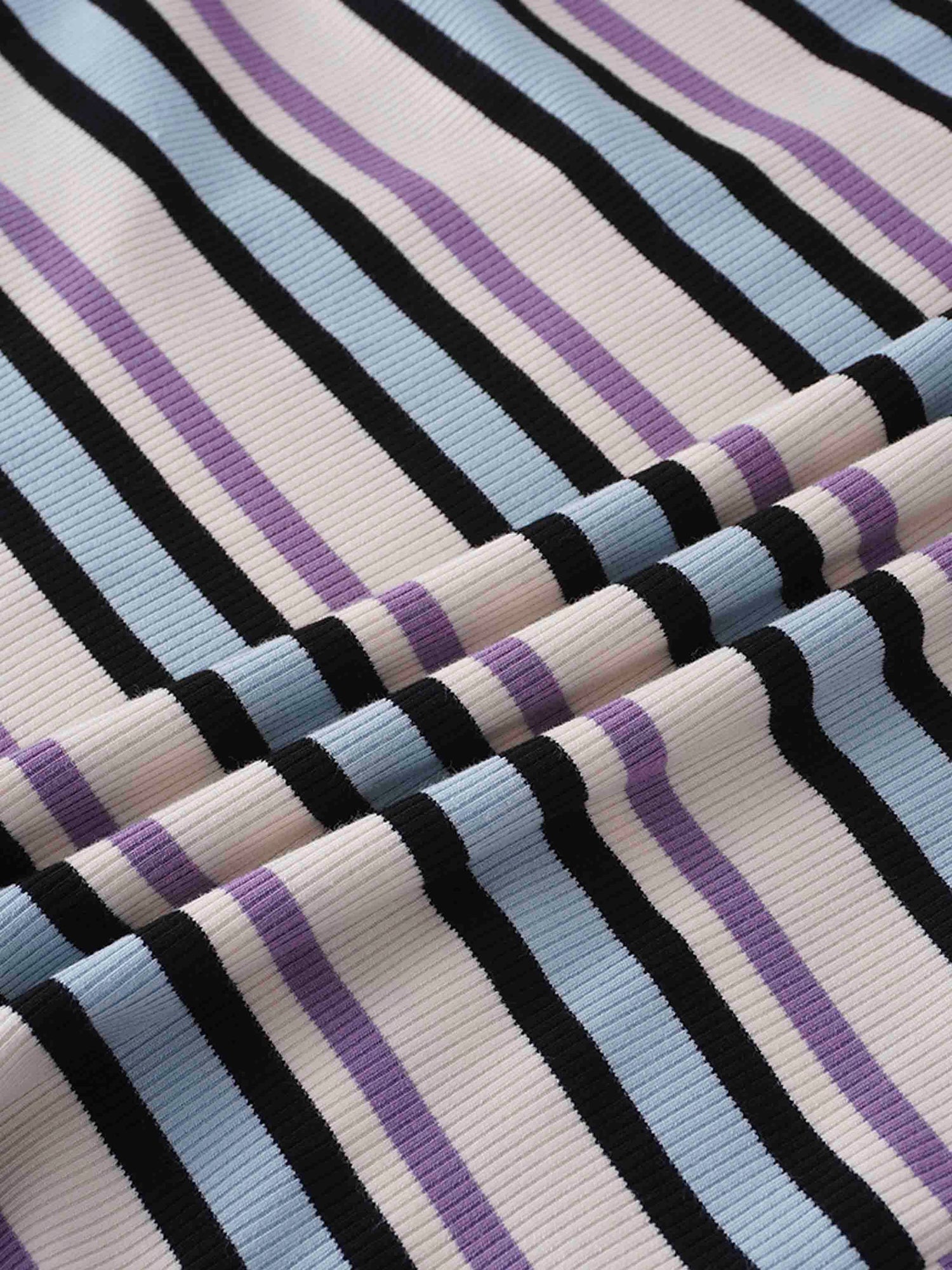 Striped Wrap Tee-Ivory/Light Blue