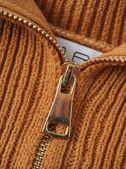 Half Zip Shawl Collar Sweater-Diamond Design