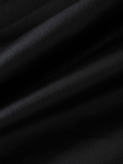 Flare Leather Skirt 25.5"-Black