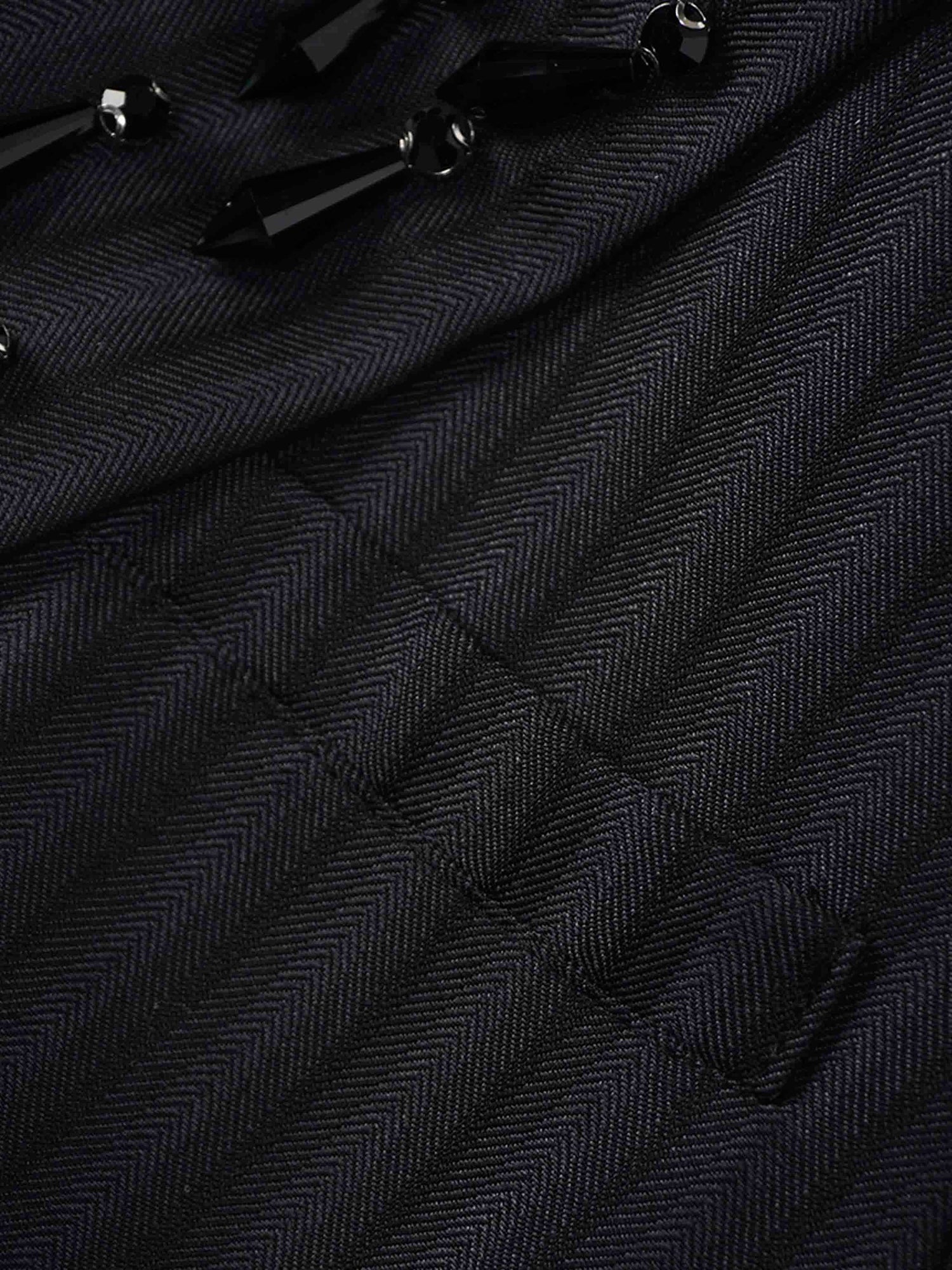 Herringbone Crop Beaded Blazer-Grey/Black