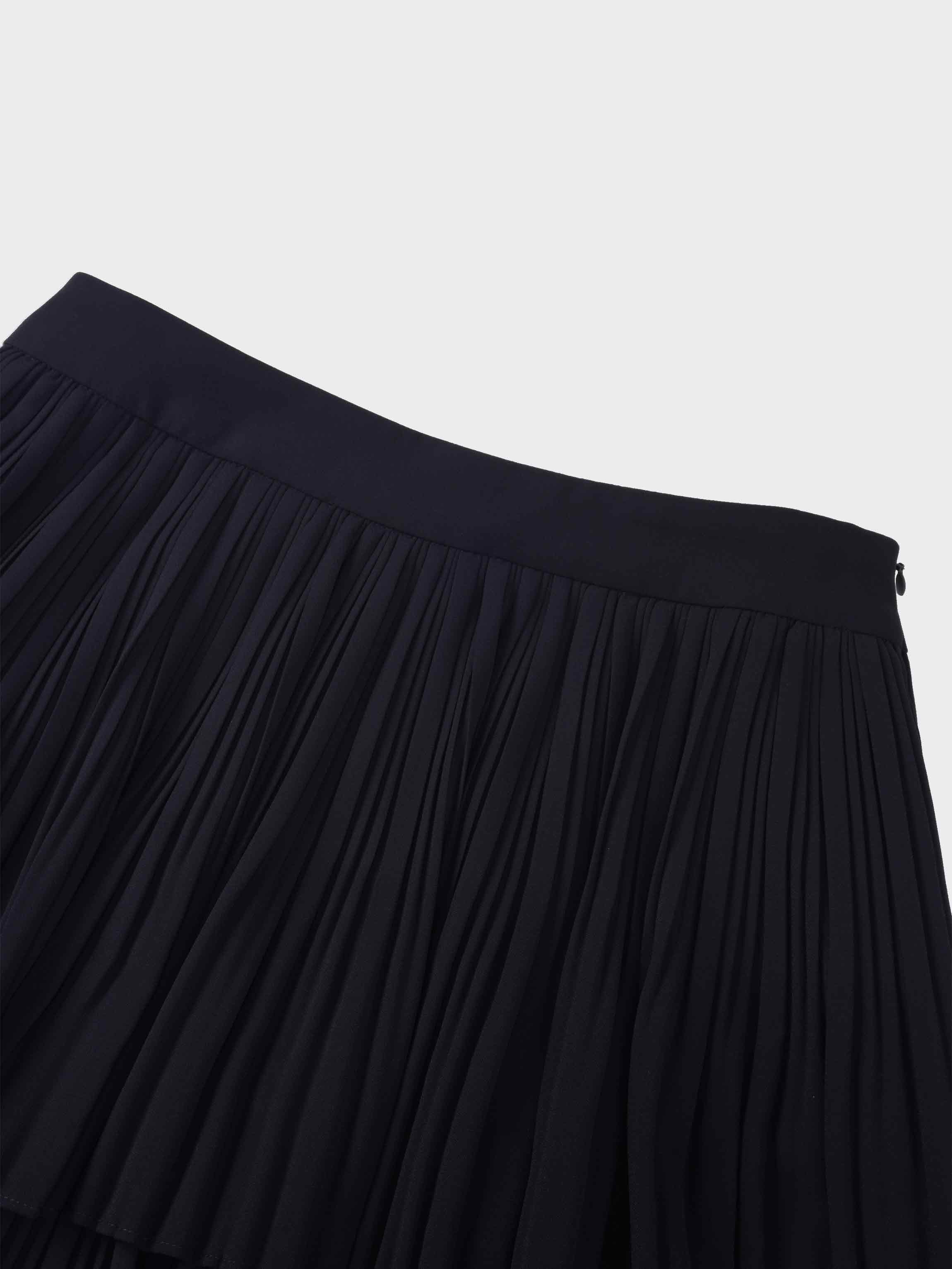 Pleated Layer Skirt 37"-Navy