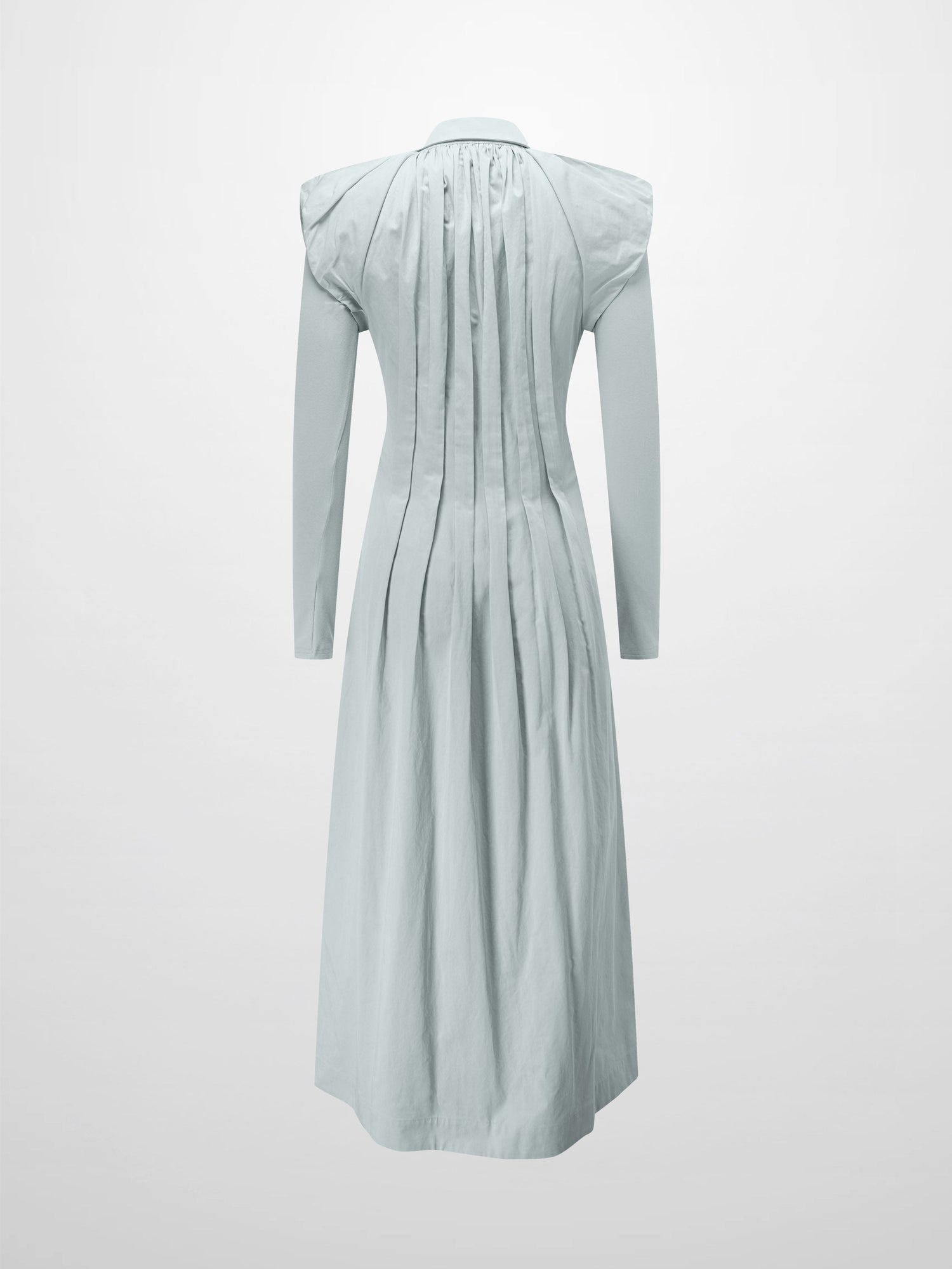 Pleat Front Button Down Dress-Light Blue