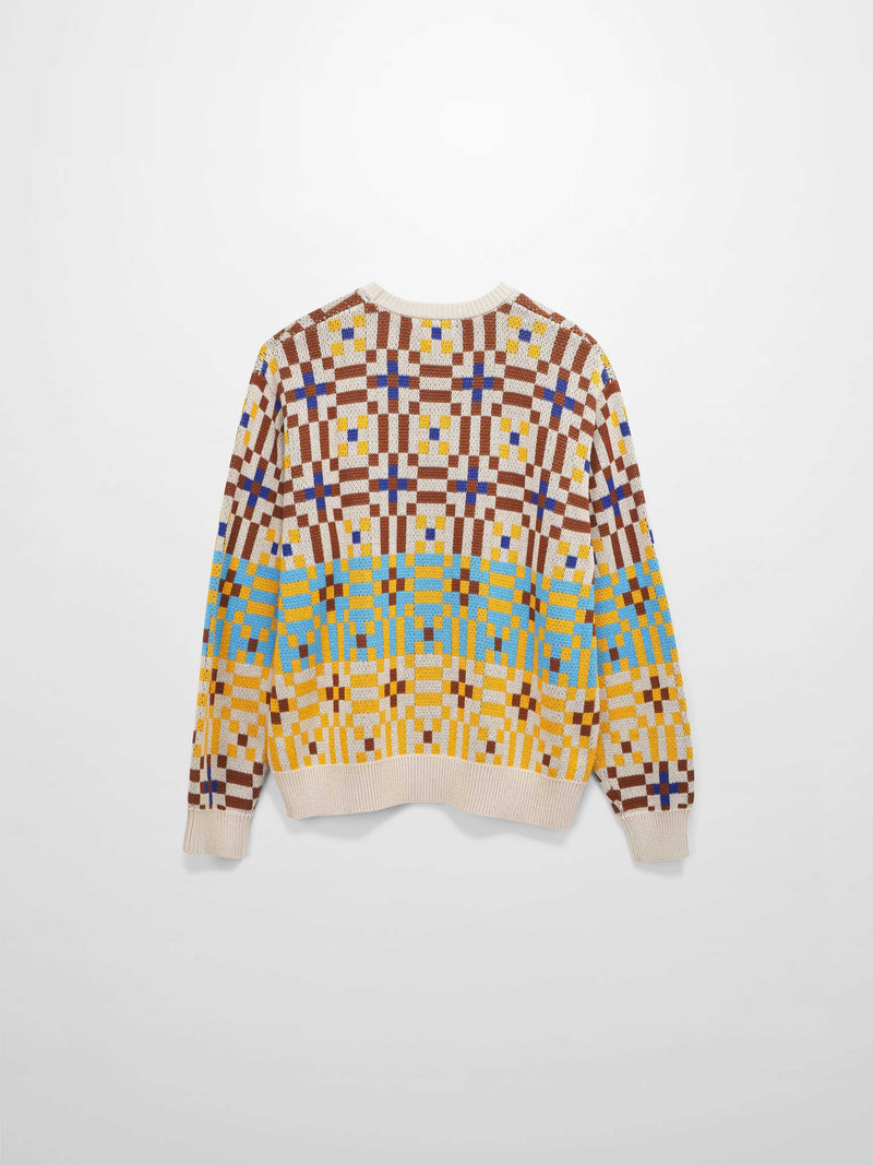 Geometric Design Sweater-Brown