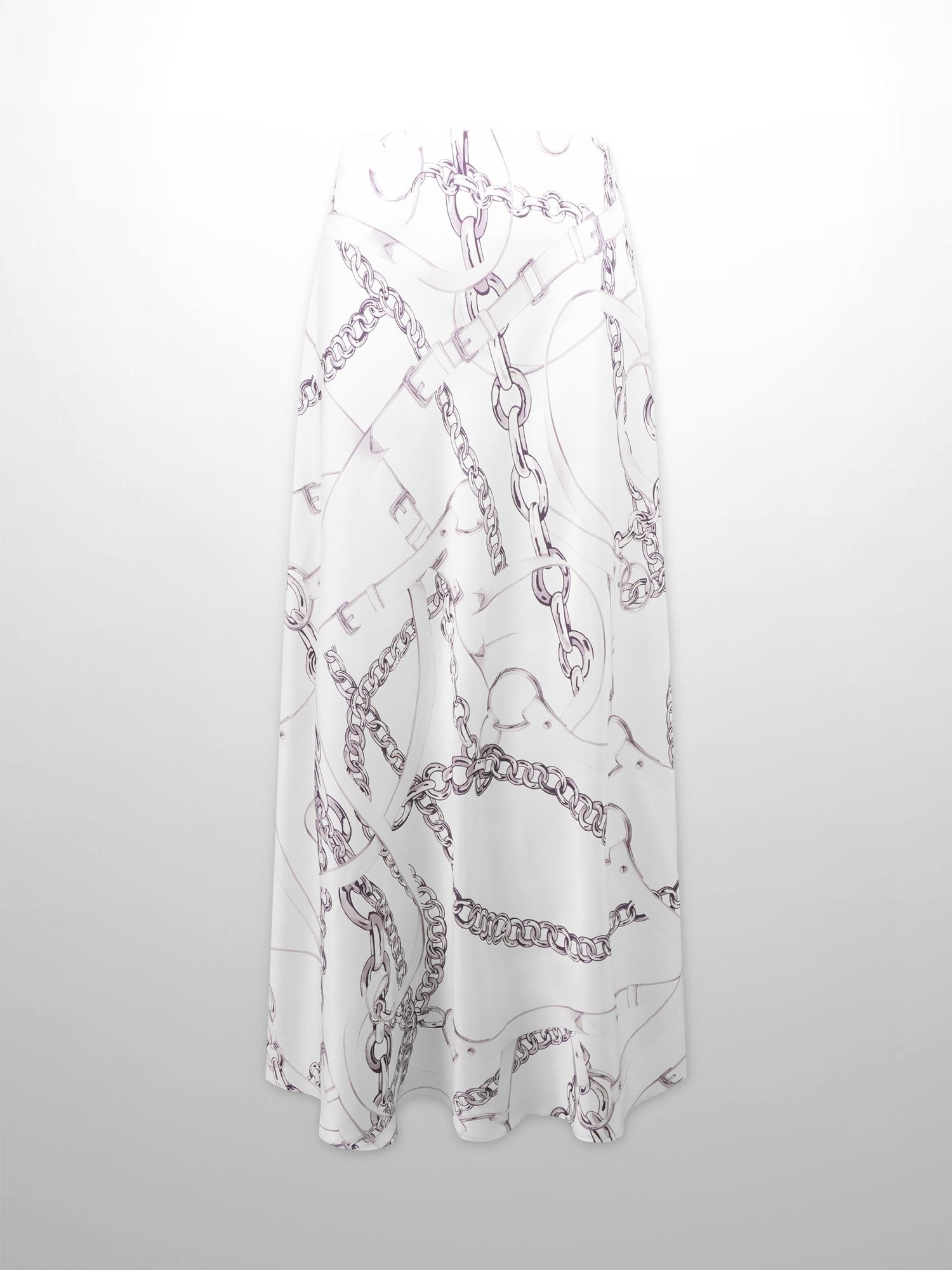 Printed Faux Satin Slip Skirt-Chain Design