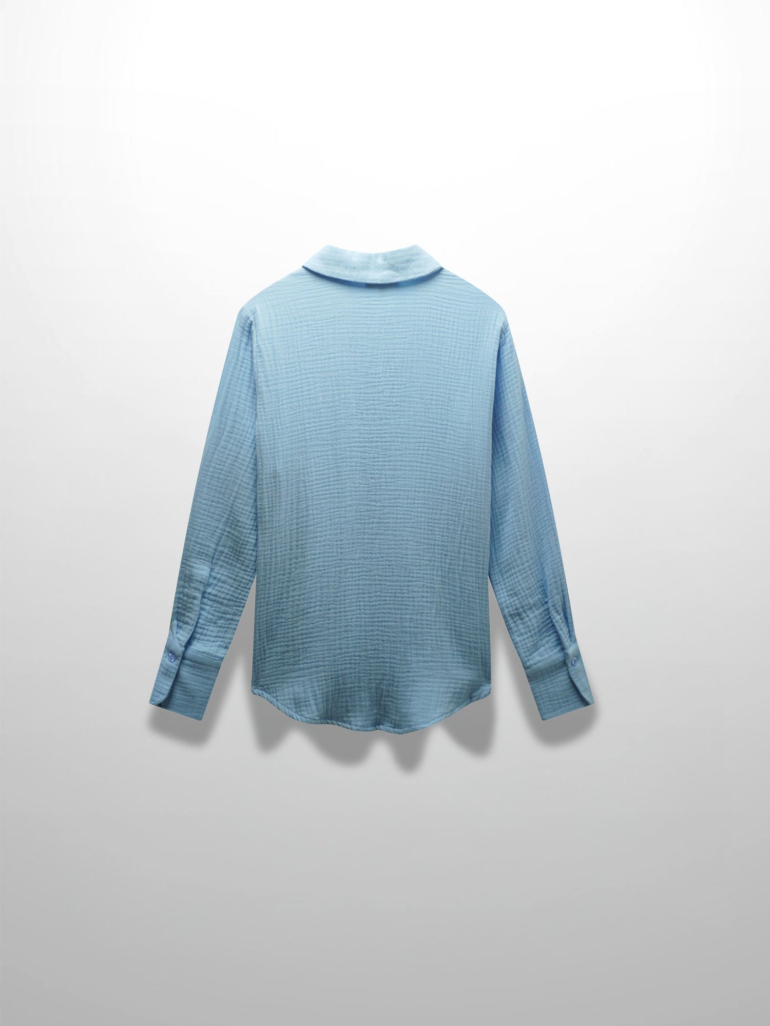Gauze Button Down Blouse-Light Blue