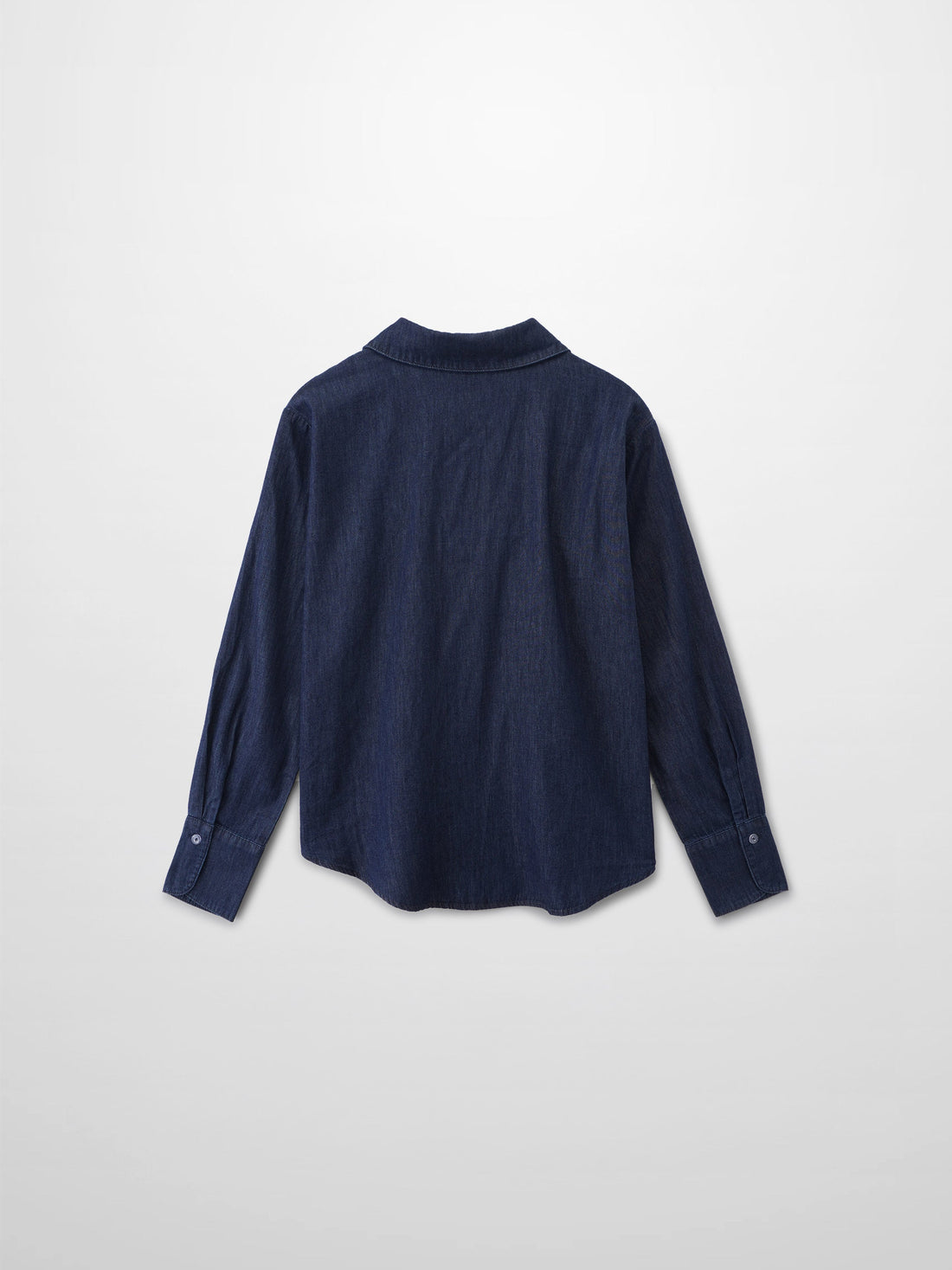 Denim Button Down Blouse-Dark Blue