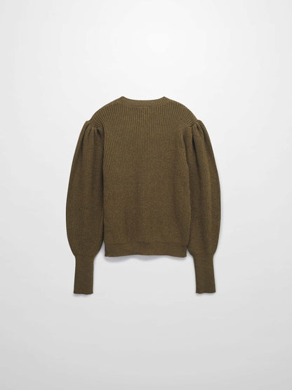 Puff Sleeve Sweater-Olive