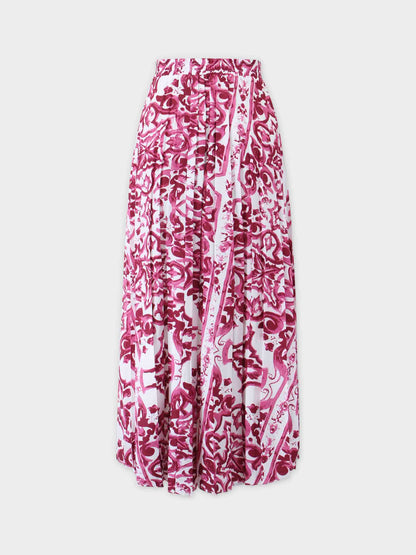 Covered Band Pleated Skirt 37"-Pink Picasso