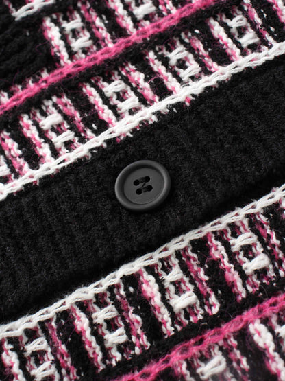 Boucle Knit Cardigan-Pink