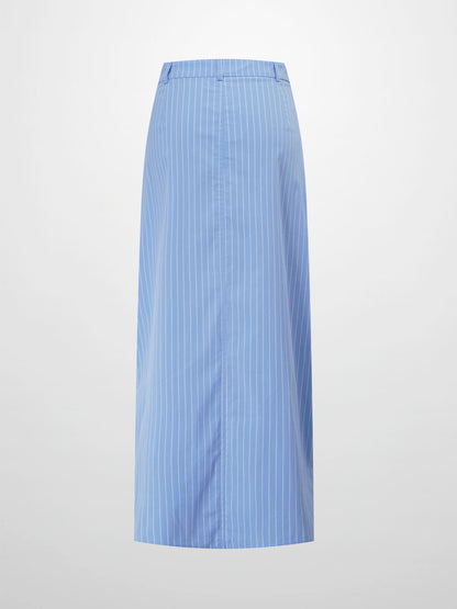 Pinstripe Straight Pocket Skirt-Light Blue